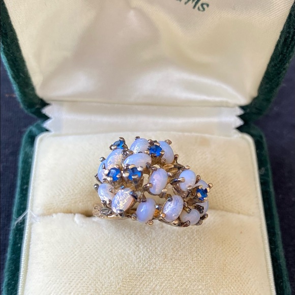 Panetta cocktail ring 1960s opal and Sapphires